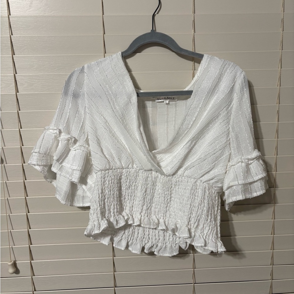 L White dress crop top worn 1x